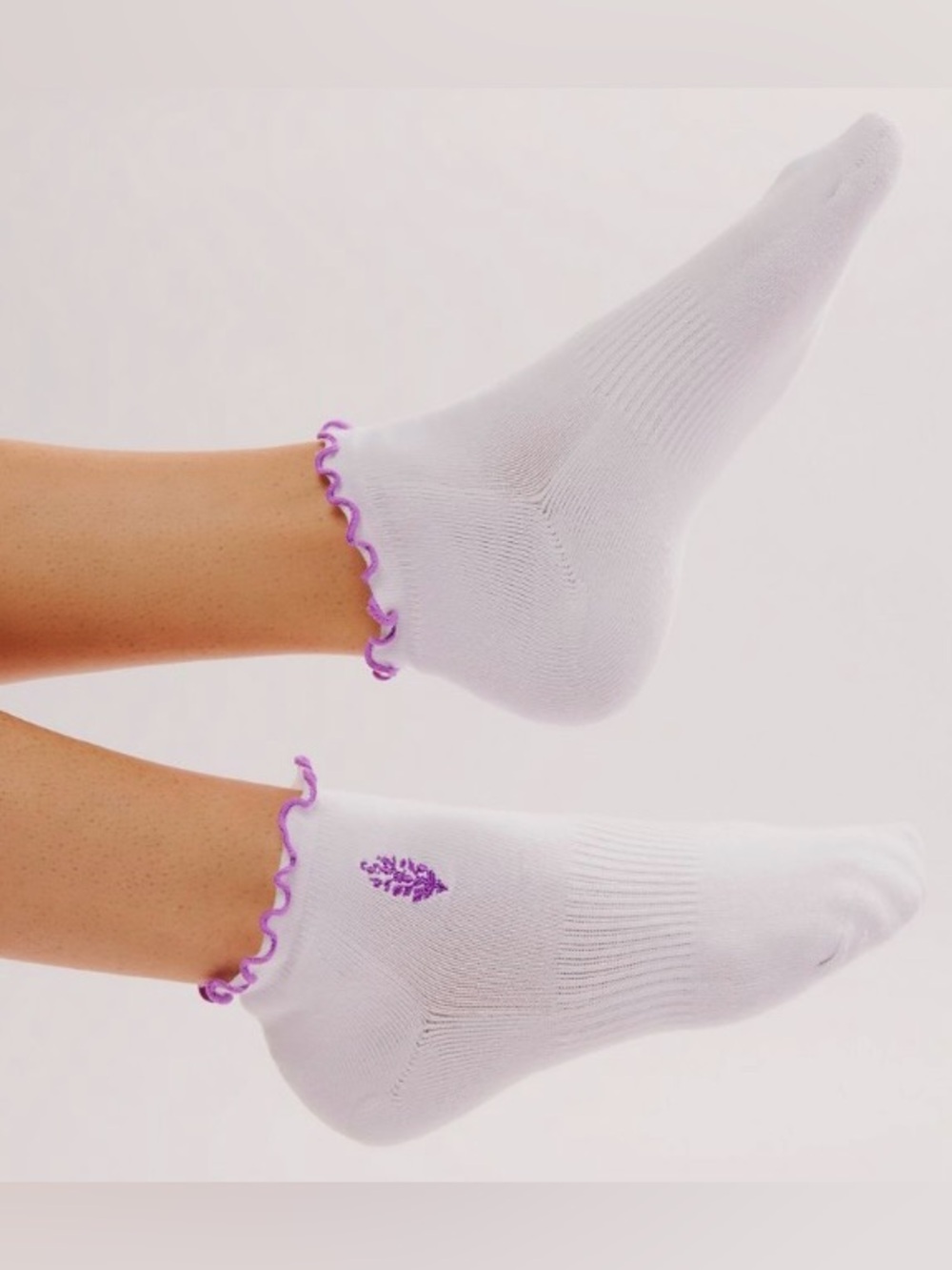 FP Movement by Free People ~ Super Surge Ruffled Socks ~ Purple Ruffle Rim ~ NWT - Picture 6 of 6
